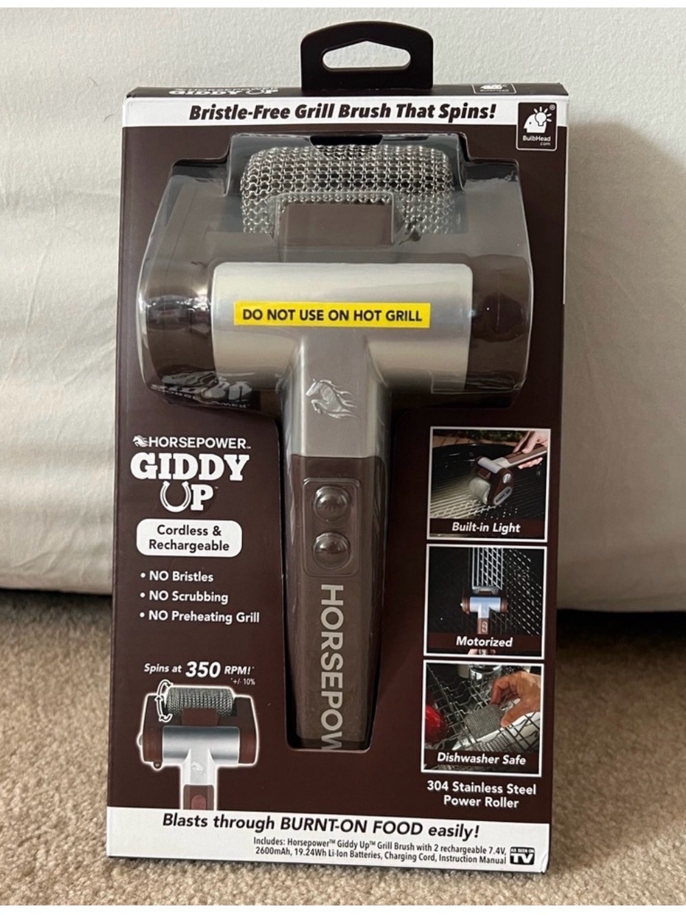 Giddy Up Cordless Grill Cleaner - Silver/Gunmetal